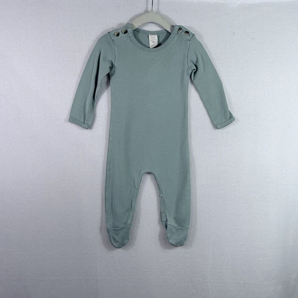 Kate Quinn Teal Green 100% Organic Cotton Long Sleeve Footie Sleeper Size 6-9 M